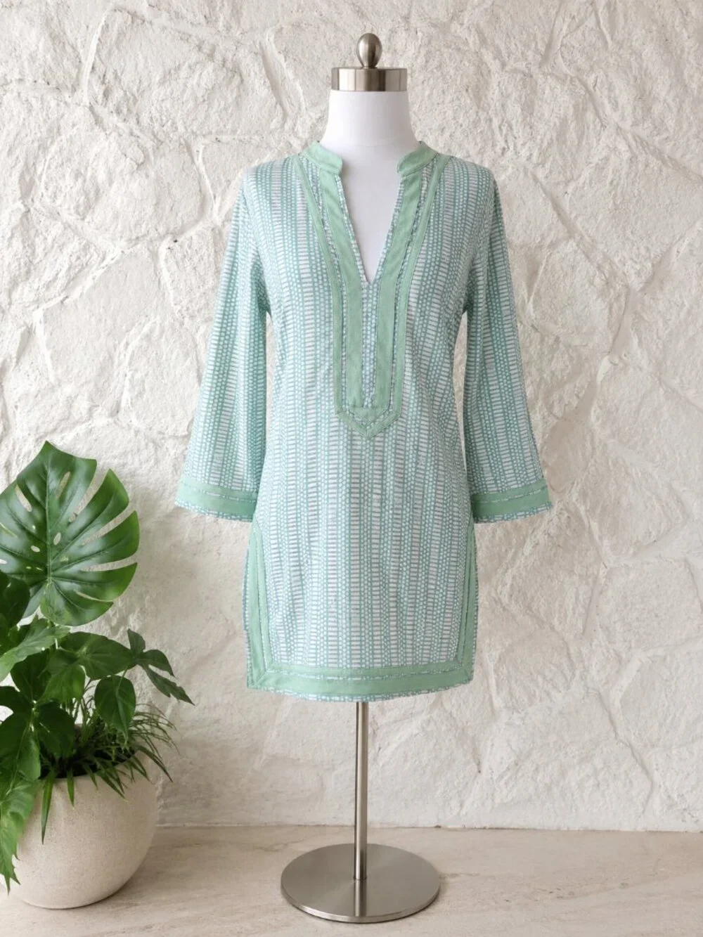 Tory Burch Swim Cover Up Tunic Seafoam Green 100% Cotton Beach Resort Size M - Picture 3 of 17